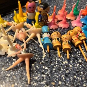 Vintage Mid-Century Cake/Cupcake Picks Candle Holders Assorted Lot